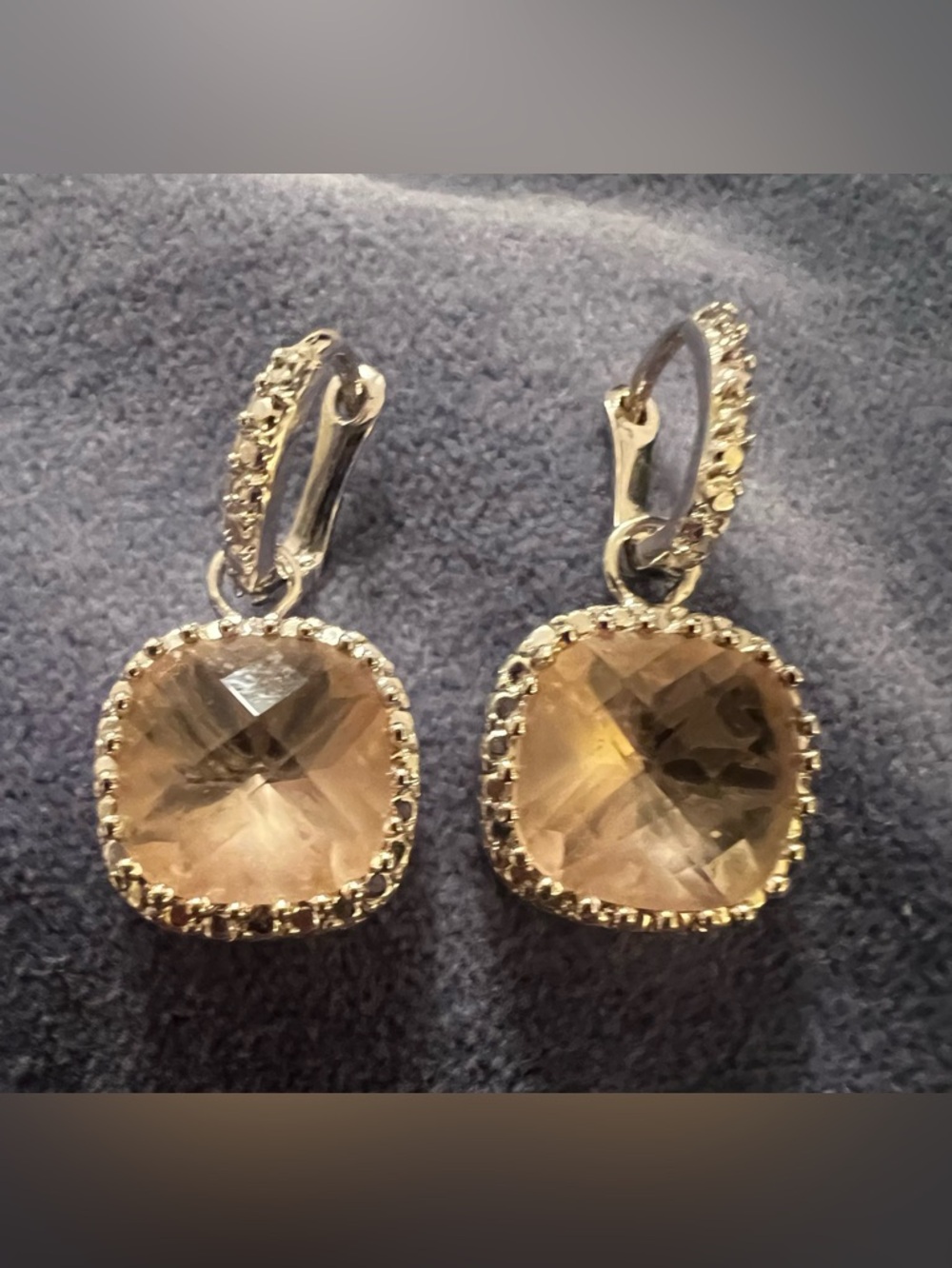 Silver 925 Champagne Crystal Drop Earrings